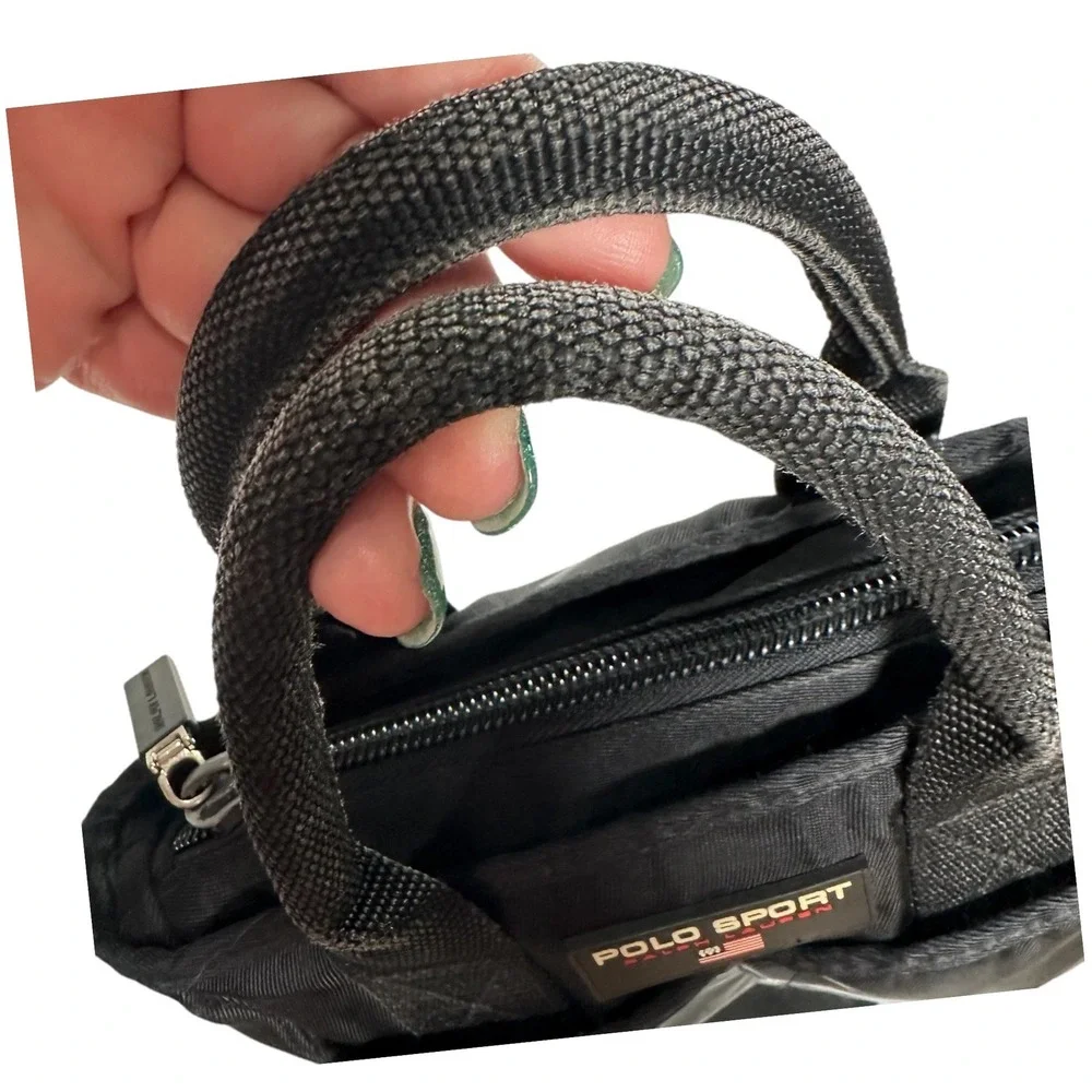 Polo Sport Ralph Lauren Crossbody Bag Black Nylon Canvas Mini Tote 90s Vintage